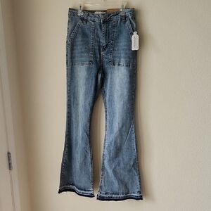 LOVE CULT DENIM Classic Blue Flare Leg High Rise Jeans  Sz 5 Y2K retro NWT
